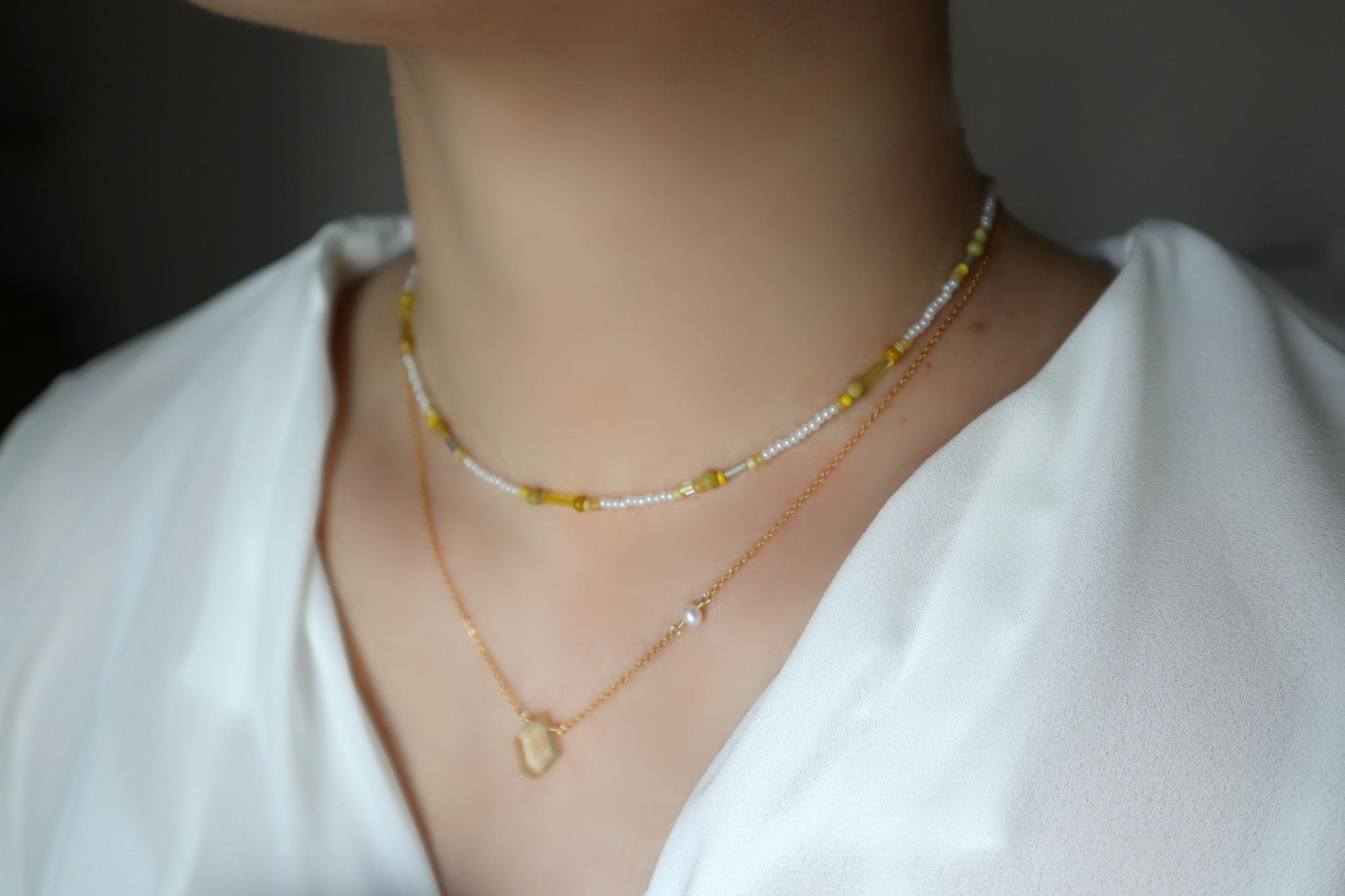 14KGF レモンクォーツ×淡水パール 一粒ネックレス 42cm|透明感・華奢・大人シンプル | 11枚目