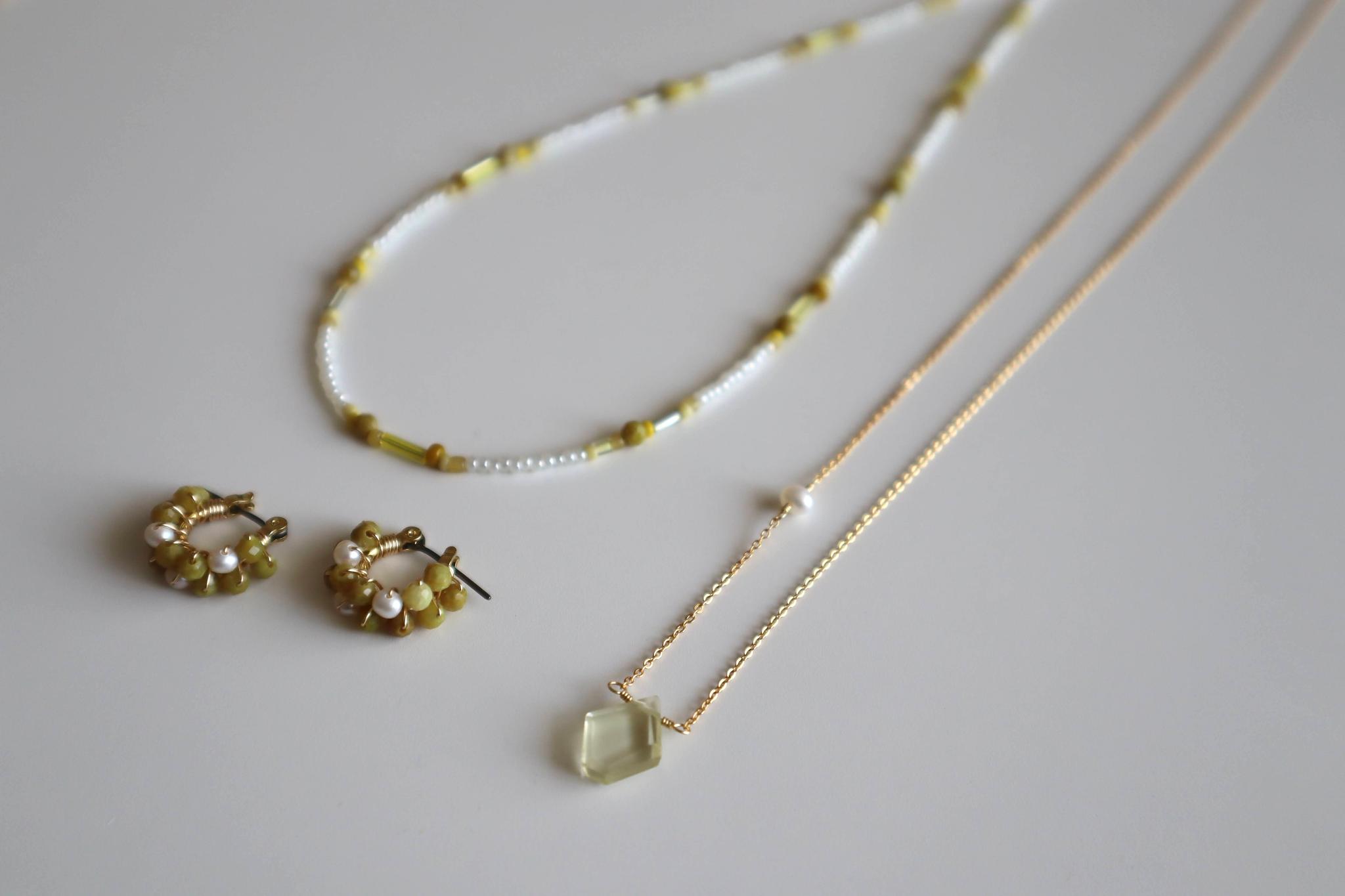 14KGF レモンクォーツ×淡水パール 一粒ネックレス 42cm|透明感・華奢・大人シンプル | 12枚目