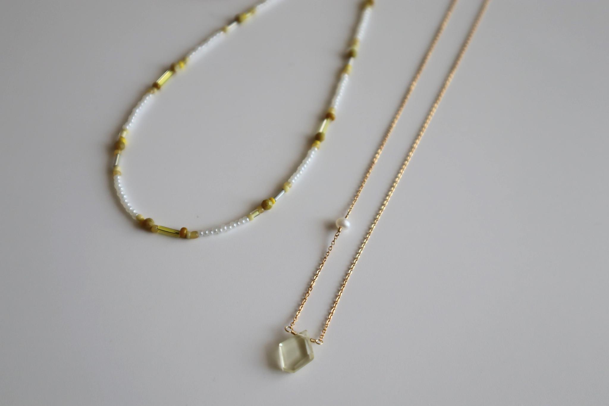 14KGF レモンクォーツ×淡水パール 一粒ネックレス 42cm|透明感・華奢・大人シンプル | 10枚目